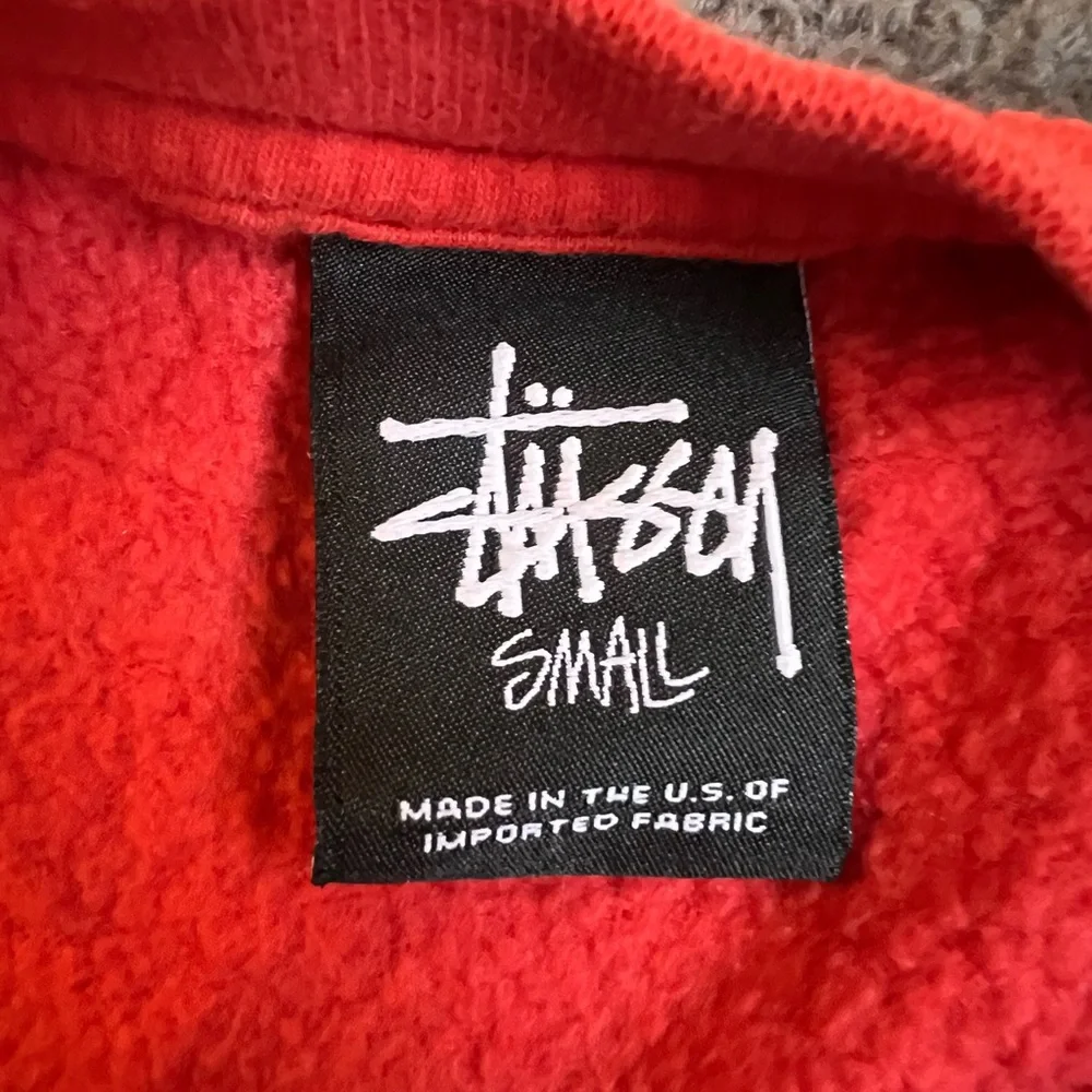 Stussy Small Orange-ish Red World Tour Unisex Crewneck Sweatshirt - Picture 3 of 3
